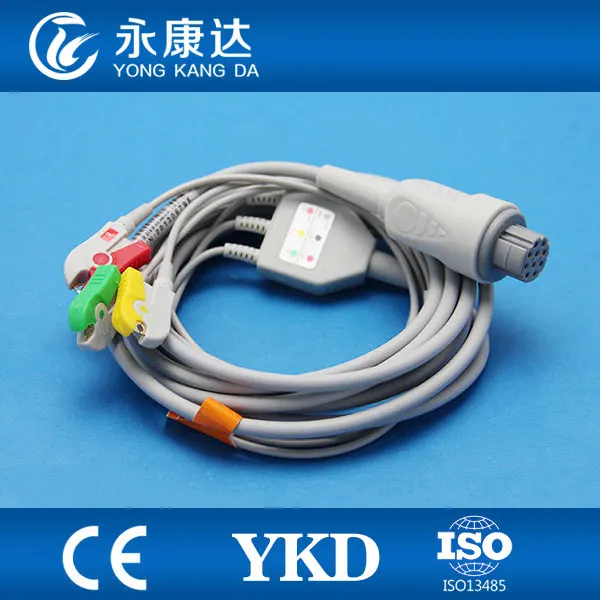 3 шт./лот бесплатная доставка для Datex цельнокроеный 5 свинцовый ECG кабель с зажимом