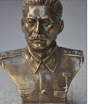 

Copper Brass CHINESE crafts decoration Asian 6"Chinese Bronze famous marshal Joseph Stalin Stalinist Head Bust Statue