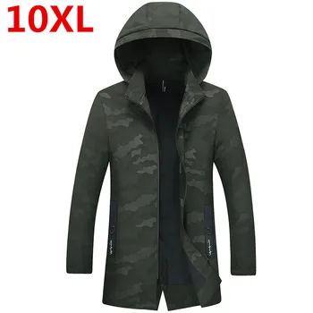 

plus size 10XL 9XL New camouflage Long jacket coat men brand clothing fashion outerwear male top quality stretch military coat