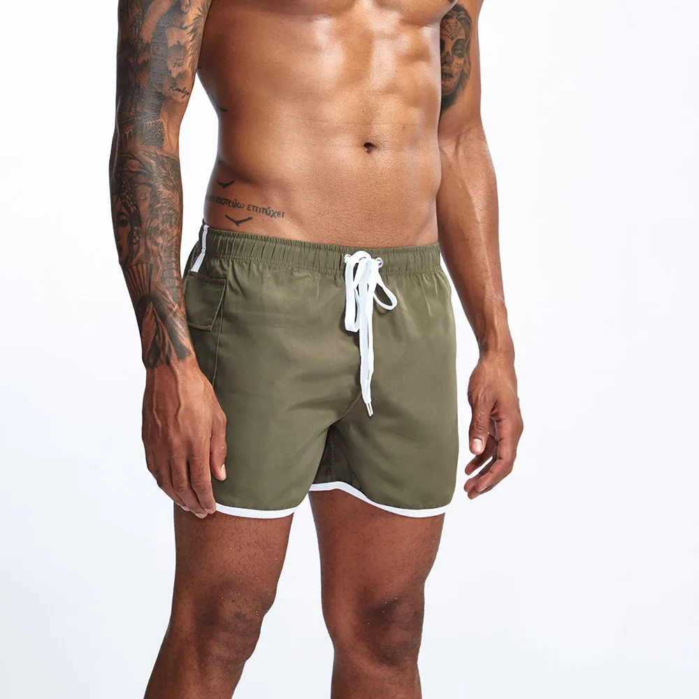 Летние мужские пляжные плавательные шорты на шнурке быстросохнущие купальные шорты с карманом для бега спортивные шорты