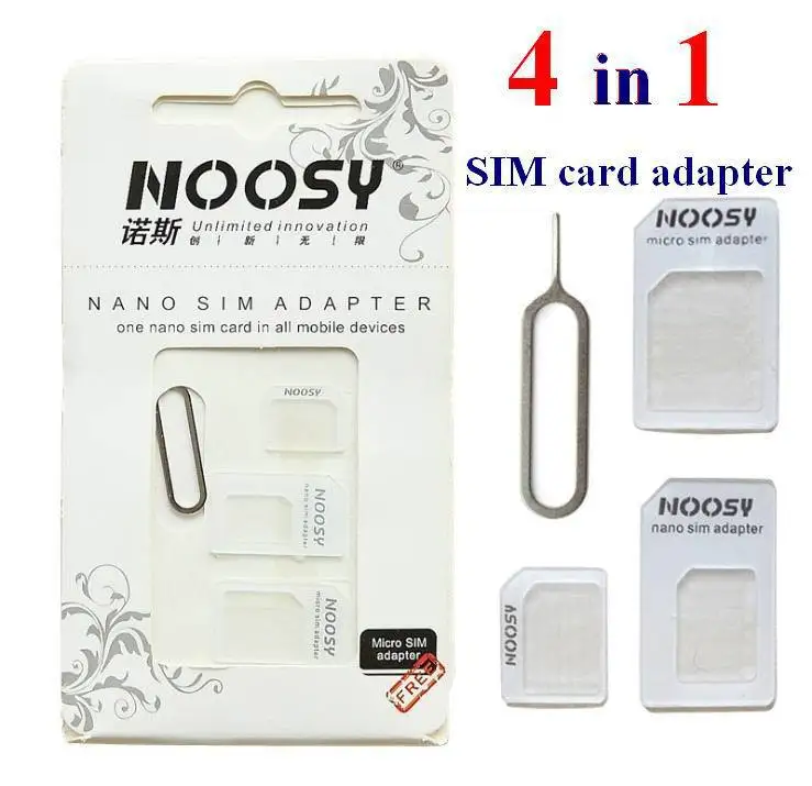 500set Lot Noosy 4 In 1 Nano Sim Card To Micro Sim Nano Micro To