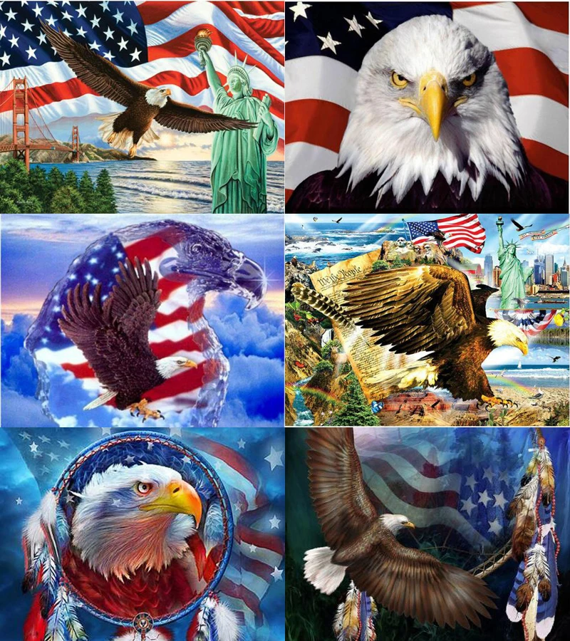 

Eagle Full Square&round 5D DIY Diamond Painting Flag And Animal Picture Diamond Embroidery Cross Stitch Mosaic Sticker Gift LK1