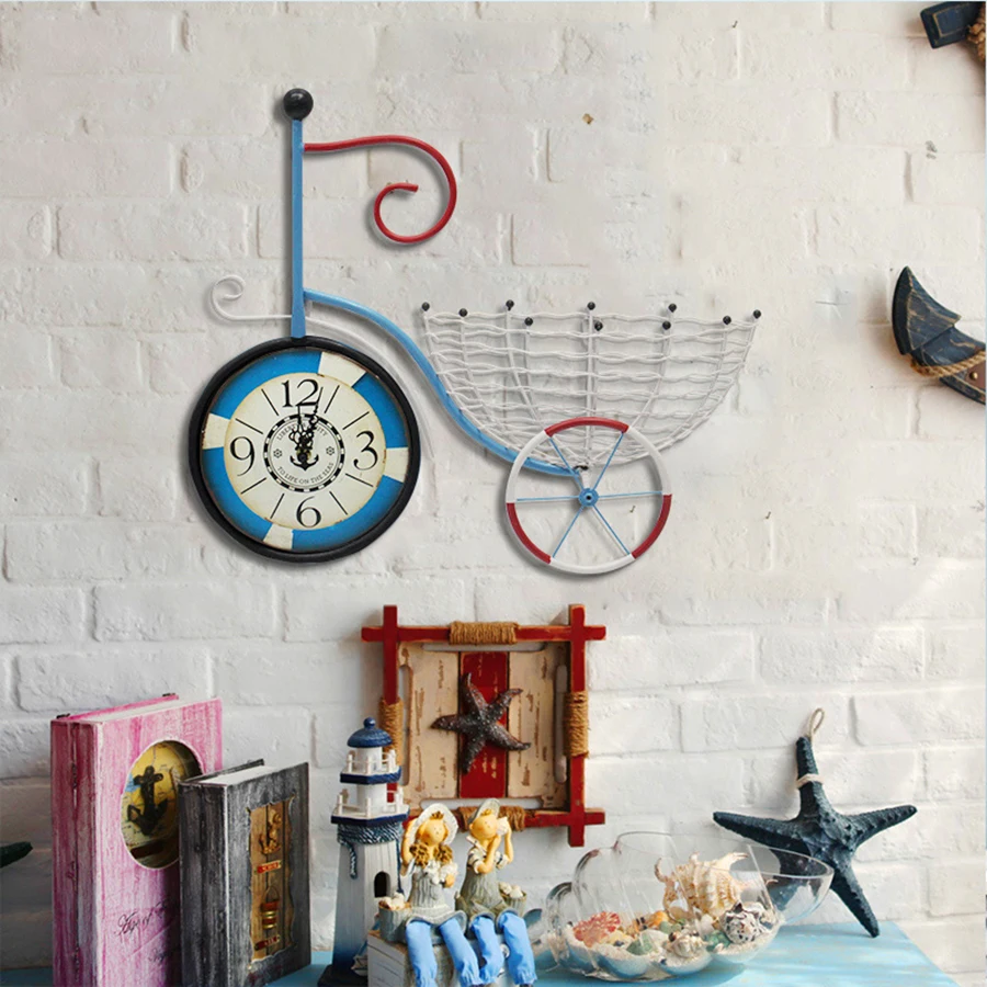 Американский велосипед в стиле ретро ностальгия кофе магазин креативное украшение дома настенные часы бар украшение современные настенные часы WZH124