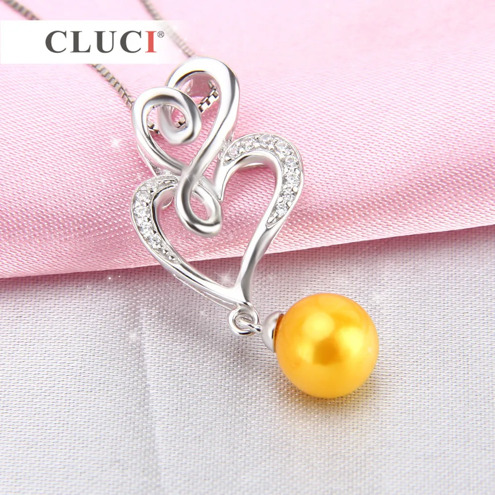 925 Sterling Silver Charm Pendant Jewelry Double Heart Pearl Pendant Mounting Women Valentine's Day Gift SP073SB