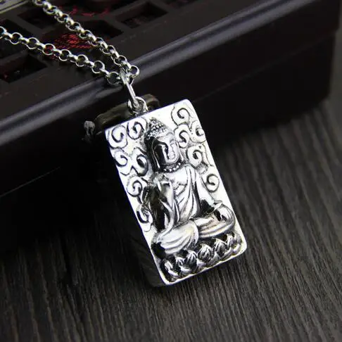 Handmade 925 silver Sakyamuni Buddha Statue pendant tibetan buddha pendant Buddhist Buddha Statue Amulet Pendant