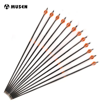

6/12/24pcs 30 Inches Spine 350 OD 7.6mm Pure Carbon Arrows for 40lbs Bows Archery Shooting Hunting Sport Practice