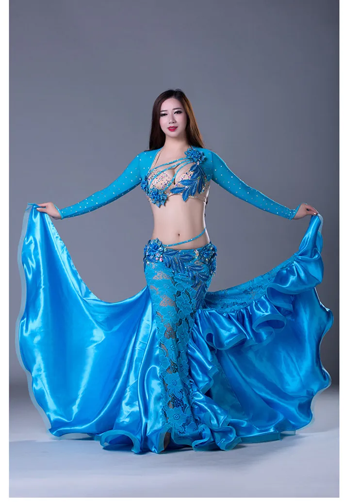 Костюм для танца живота Bellydance костюм с алмазной вышивкой бюстгальтер пояс шарф