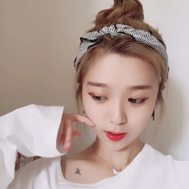 

New fashion Print dot Headband Hairband Fabric bow knotted for Women Girls Scrunchies hair head hoop bands Accessories Headdress