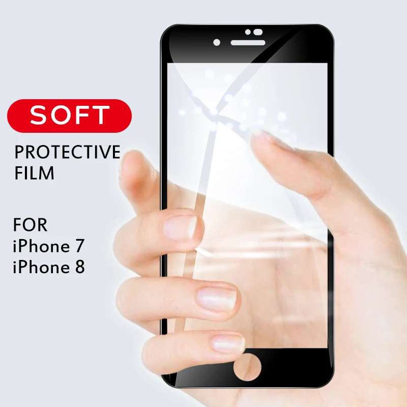 cheap Full Curved Tempered Glass For iPhone XS Max XR X 8 7 Plus Screen Protector 6 6S Plus 10 Carbon Fiber Soft Protective Glass Film