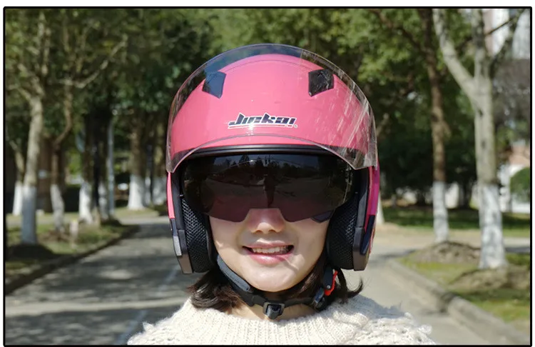 JIEKAI 512 Half Face Flip Up Electronic Motorcycle Hemet With Inner Sun Visor Motorbike Helmets Dual Lens Moto Casque Casco23