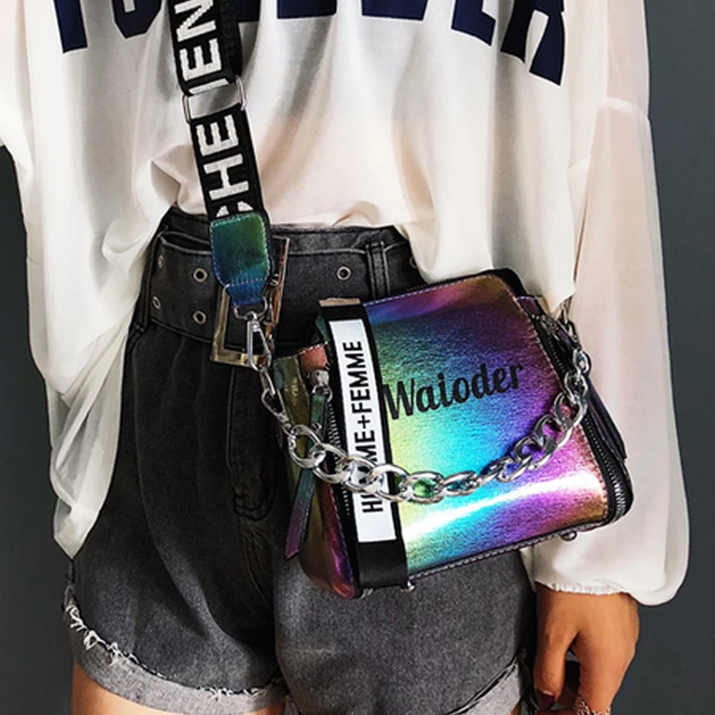 HEFLASHOR Women Shoulder Bag Fashion Laser Transparent Crossbody Bags Messenger Shoulder Beach Bag New Design Shoulder Bags