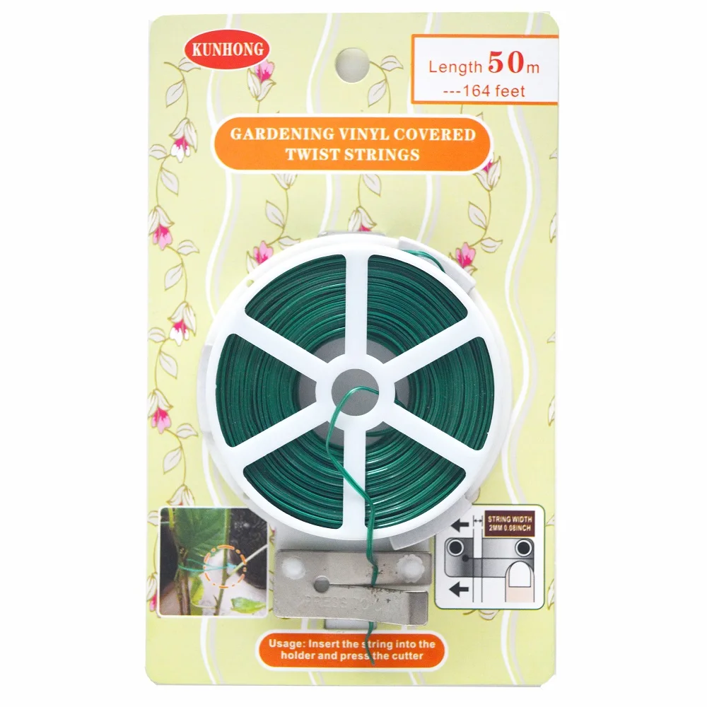 Garden Coated Twist Wire 50 Meter Length Green Strings Spool For Plant