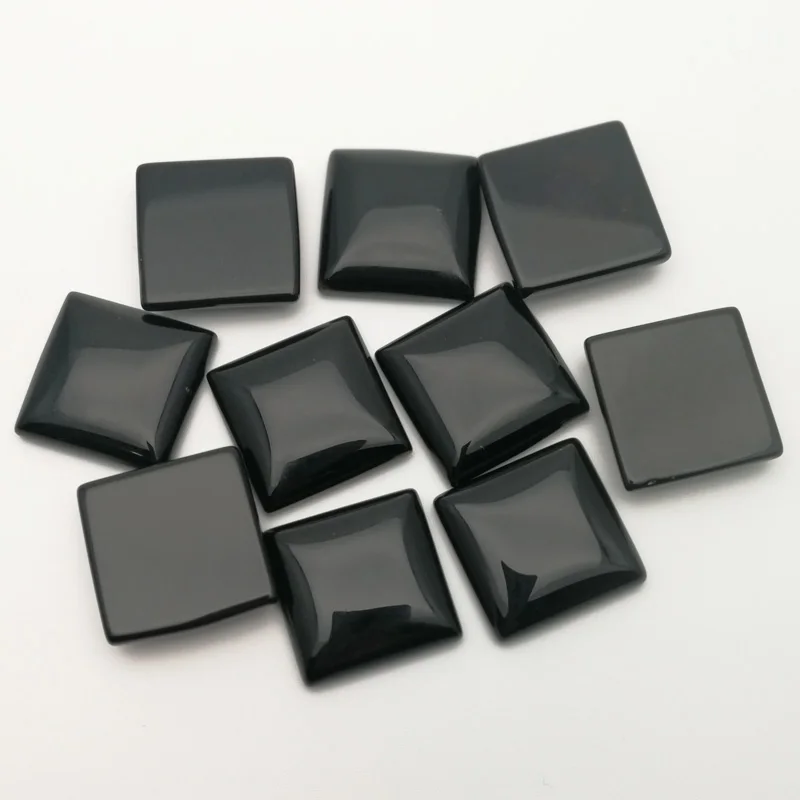 Мода 25 мм натуральный черный оникс кабошон подвески квадратный камень бусины для ювелирных аксессуаров 12 шт./лот
