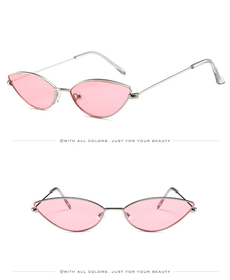 Маленькие кошачий глаз солнцезащитные очки сексуальные женские брендовые винтажные кошачий глаз оправа тонированное зеркало линзы металлические солнцезащитные очки оттенки Oculos de sol