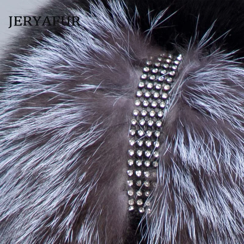 Лидер продаж шапка JERYAFUR из натурального черного меха норки лисы вязаная русская
