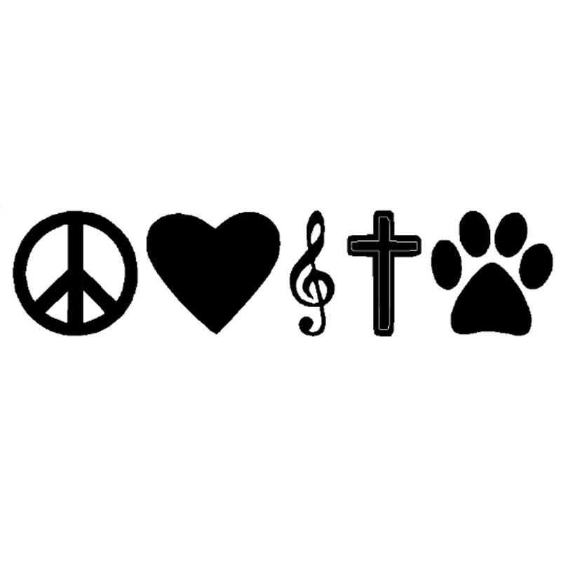 16.8cm*3.8cm Fashion Peace Love Music Faith Dog Paw Print Decals Car
