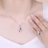 GEM'S BALLET-Anillo de Plata de Ley 925 con piedras preciosas, anillo con piedras preciosas mezcladas de Peridoto, amatista, Topacio azul cielo, mariposa, joyería fina ► Foto 2/6