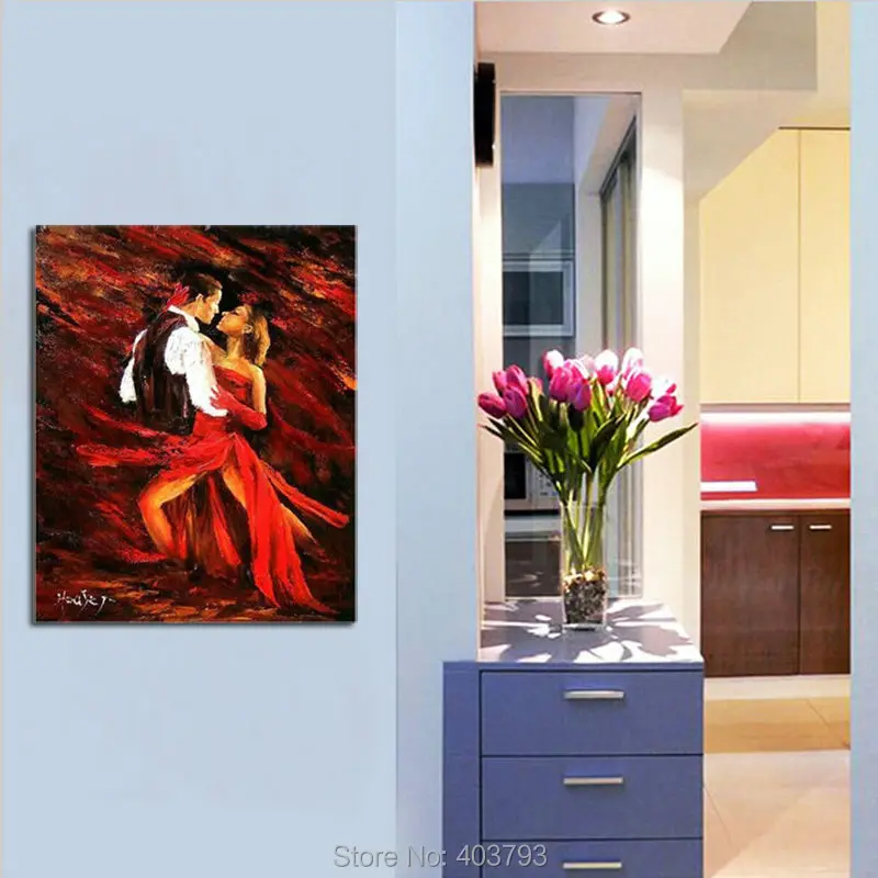 

Handpainted Modern Abstract Oil Painting Elegant Hot Cha Cha Dance No Framed Home Decoration Canvas Art