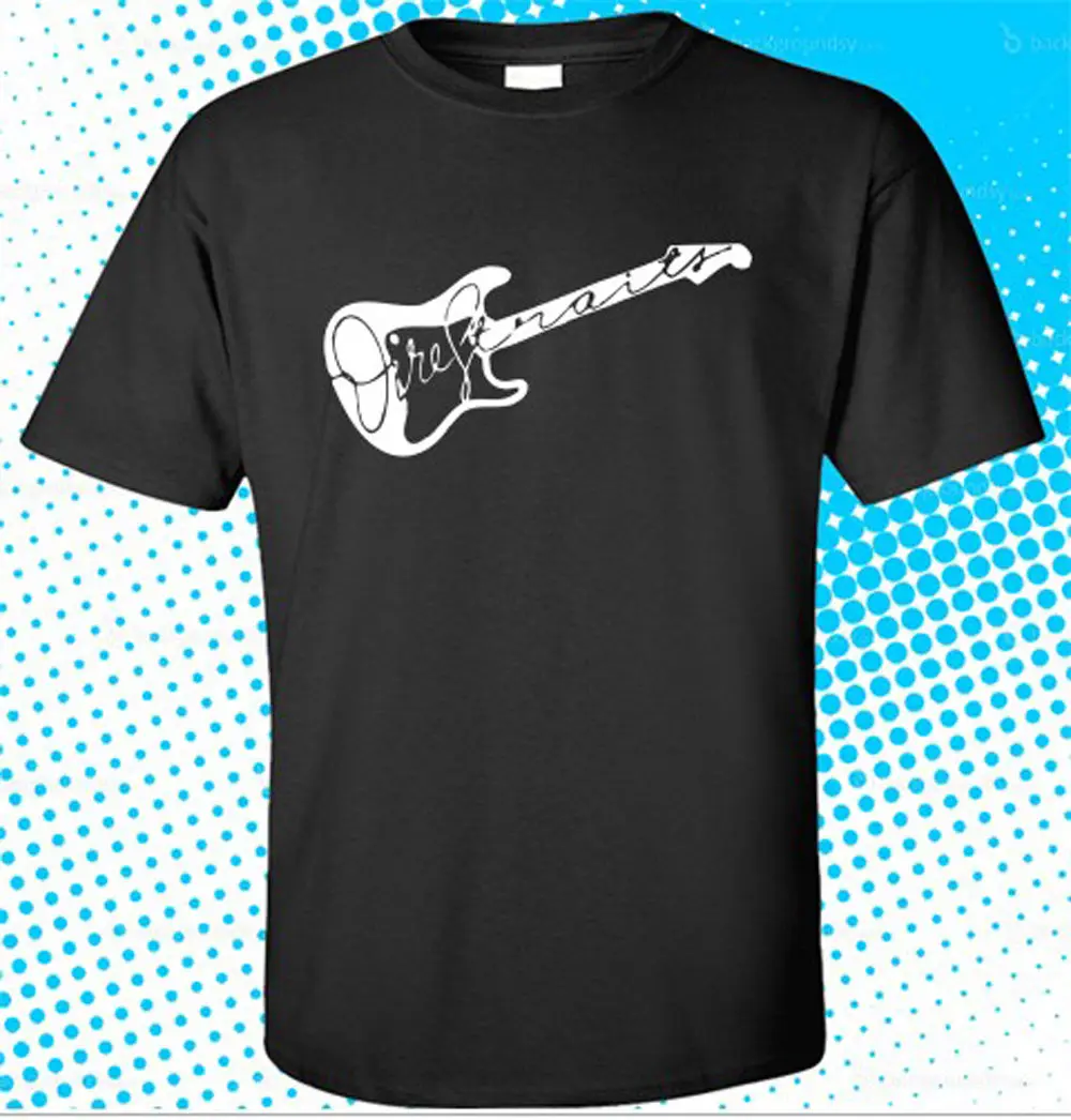 Herren T-Shirt Straits Rock Band - Allover Print Kurzarm Shirt Mit Multi-Panel Design