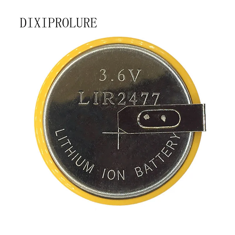 

2PCS/LOT LIR2477 2477 3.6V with pins Rechargeable buckle battery