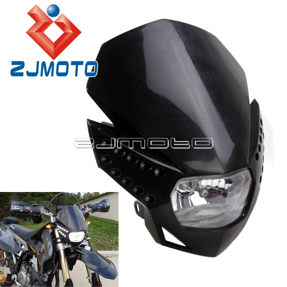 

ZJMOTO Dirt Bike Headlight Headlamp Off Road Universal Motocross LED Headlight Fairing For DRZ RMZ XR CRF KLX WR RMZ