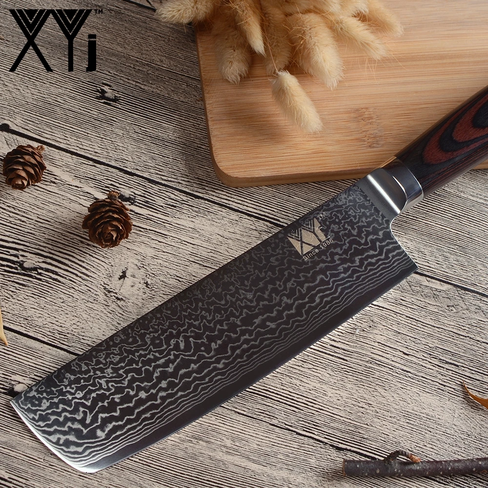 XYj Дамасская сталь кухонный нож VG10 японский стиль Красота узор лезвие нож 8 дюймов Подарочная коробка мясо рыба аксессуары для приготовления пищи