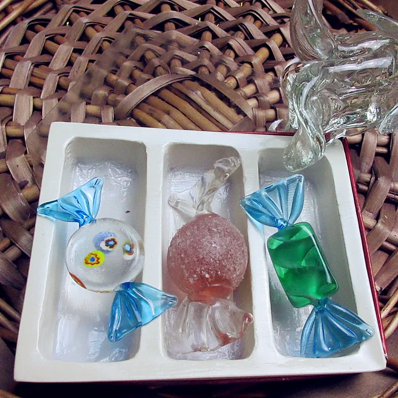 

3pcs Murano hand blown glass candy Home Furnishing creative Christmas decorations safety toys gift set
