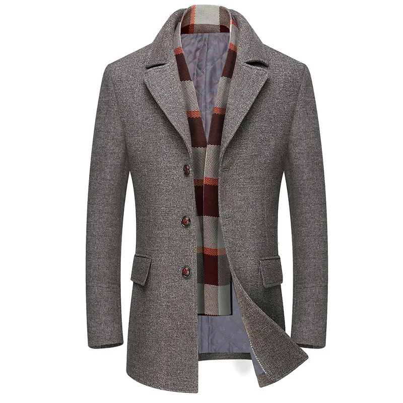 coffee VOLALO для мужчин Slim Fit зимние теплые короткие полушерстяные пальто бизнес куртка s узкие облегающие шерстяные Блейзер длинная - Цвет: coffee