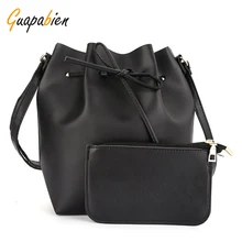 Guapabien Mujeres Messenger Bag Crossbody Bolsa de Cubo de Cuero Con Monedero Femenino Embrague Bolsas Sac a principal Compuesto Hombro Bolsas Establecen