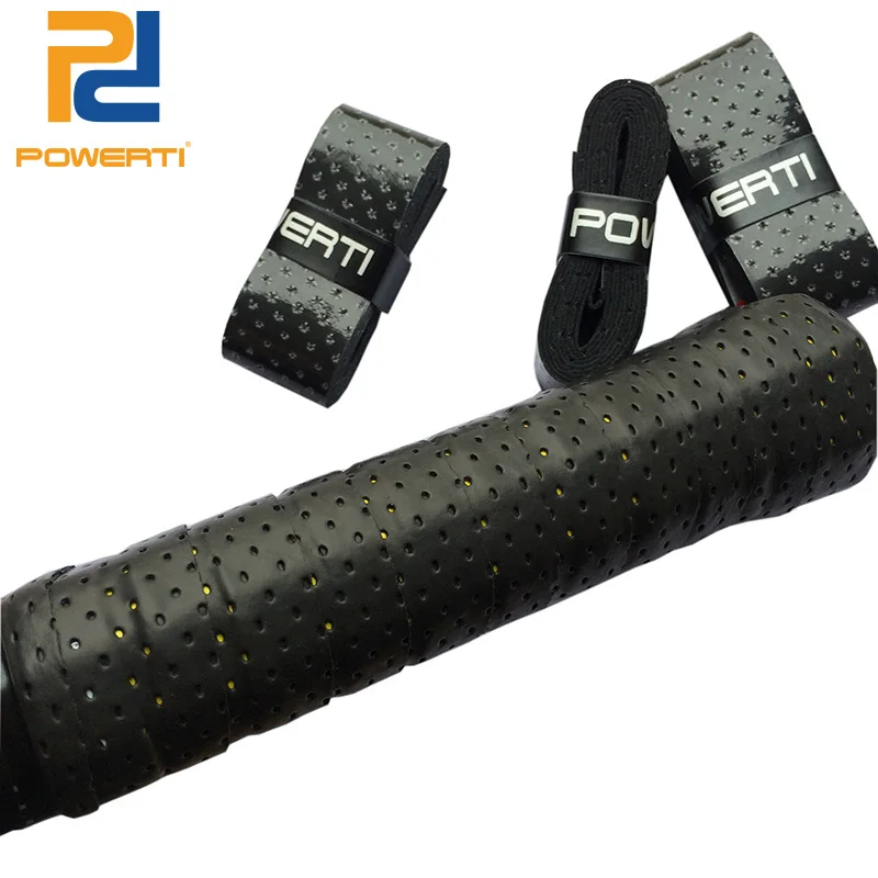 Powerti 10 шт./лот Теннис Overgrip stick тонкий перфорированный Напульсники Бадминтон ракетки пот вязкость дышащий сцепление