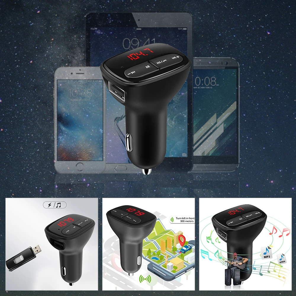 FORNORM MP3 плеер с 2.1A USB зарядка автомобиля зарядное устройство мини Bluetooth FM передатчик Bluetooth автомобильный набор, свободные руки