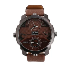 Luxury Oulm Men Military Army Four Time Analog Quartz Leather Sports Wrist Watch