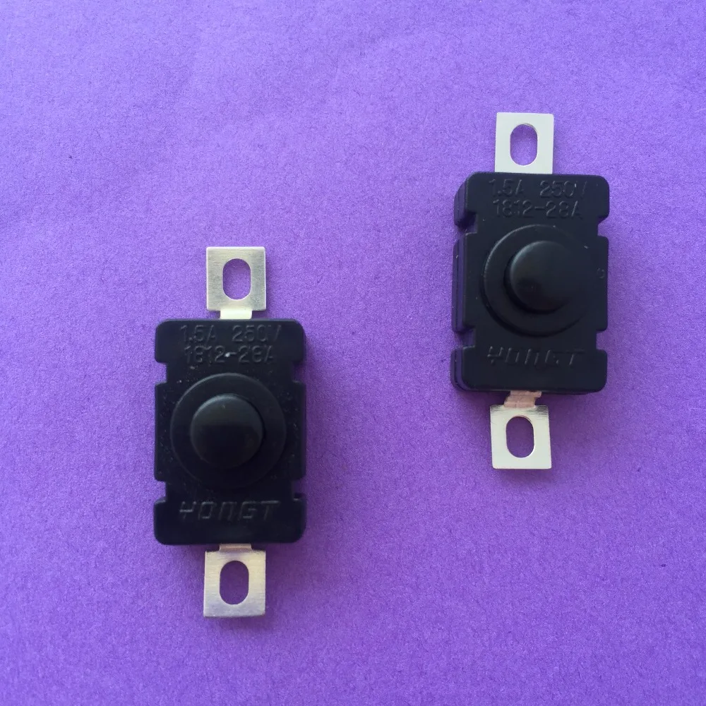 2pcs J494Y Rectangle Black Plastic Button Switch 2pin Self locking