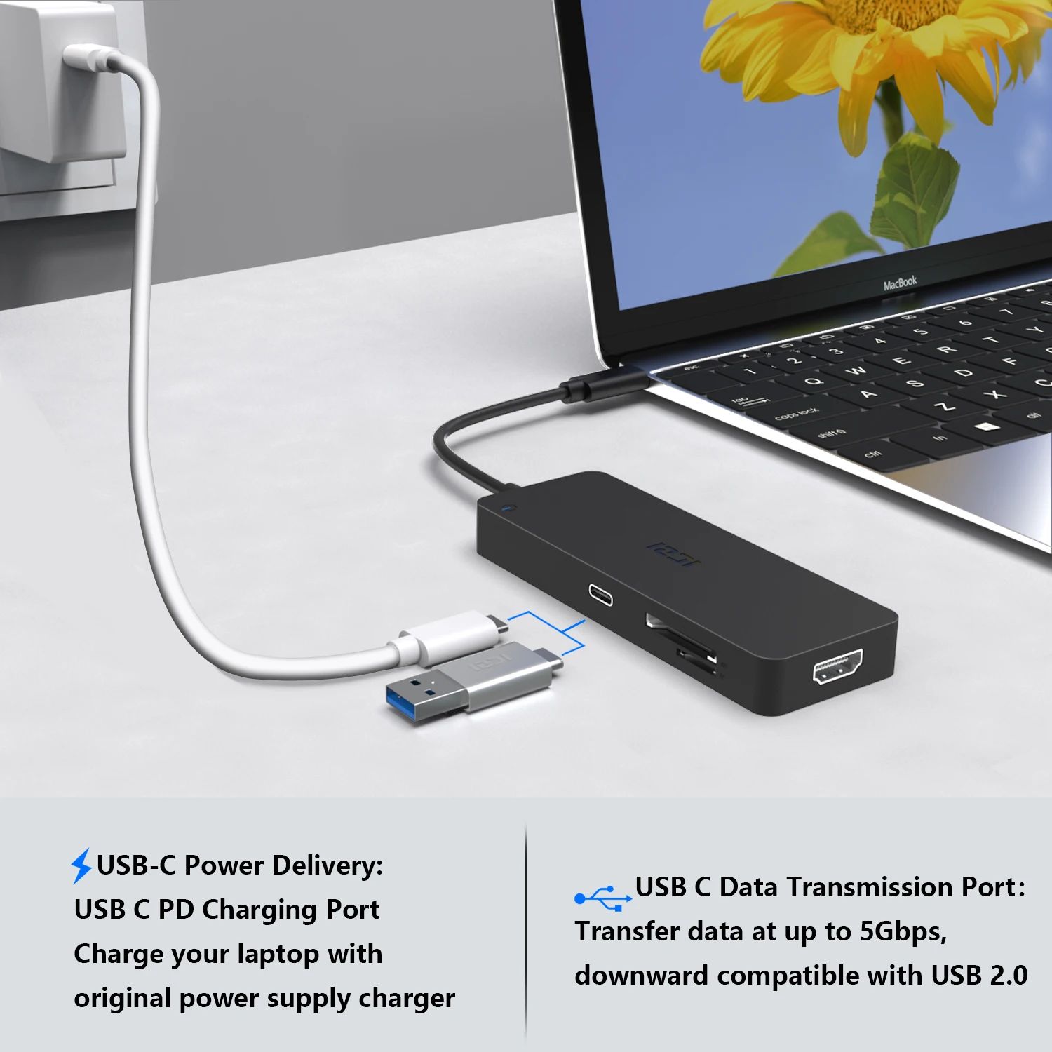 ICZI 7 в 1 USB C концентратор тип C до 4 к HDMI порт 3 USB порт SD Micro SD кардридер PD адаптер для ноутбука Macbook Pro