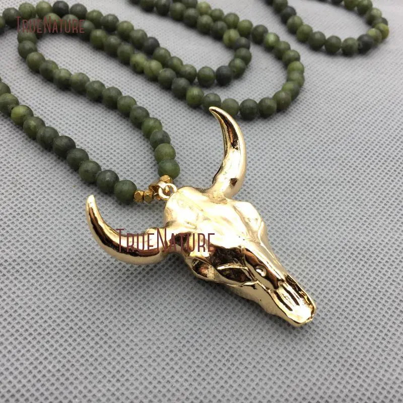 20171226-NM4320- Gold Plating Ox Head Necklace Resin Necklace_1