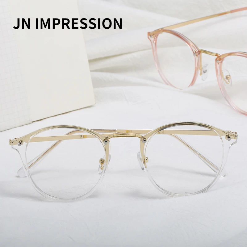 

J N New Eyeglasses Eyewear Frame Fashion Black Vintage Metal Optical Frame Reading Glasses Women Eyeglasses Frames WK881