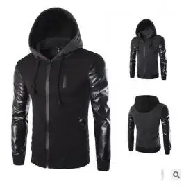 

2018 Spring Winter New Men's solid color jackets Male Warm Leather Coat Casual Outerwear with Hat Men Hooded Cotton Windbreaker