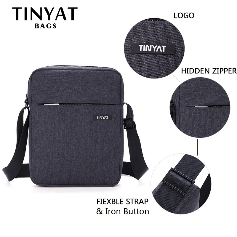 TINYAT للصدمات الرجال Crossbody حقيبة حزمة الخفية زيبر حقائب كتف ل 9.7 \