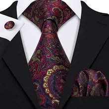 Barry. Wang дизайнерские красные цветочные мужские галстуки 8,5 см широкий шелковый галстук Hanky Box набор подарков для мужчин Свадебный Жених Бизнес Галстук LS-5156