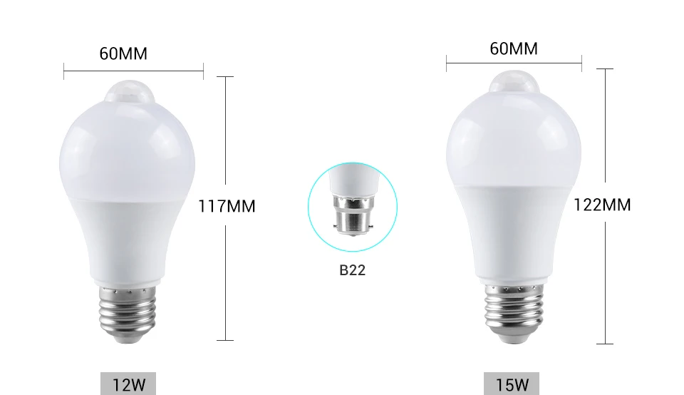 Движения PIR Сенсор E27 светодиодный аварийный светильник B22 светодиодный лампы 85-265 V Лестницы освещение прохода коридора веранда коридор гараж ночного освещения