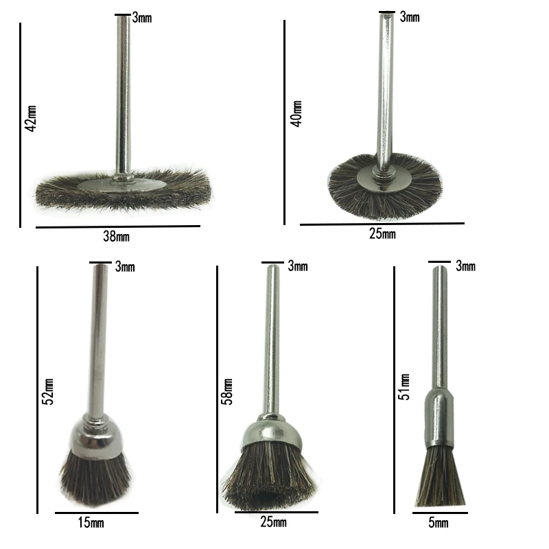 YEODA 5 шт. мини щетинная щетка Тип ручки Т Удаление ржавчины полировка головки шлифовка и аксессуары для гравировки