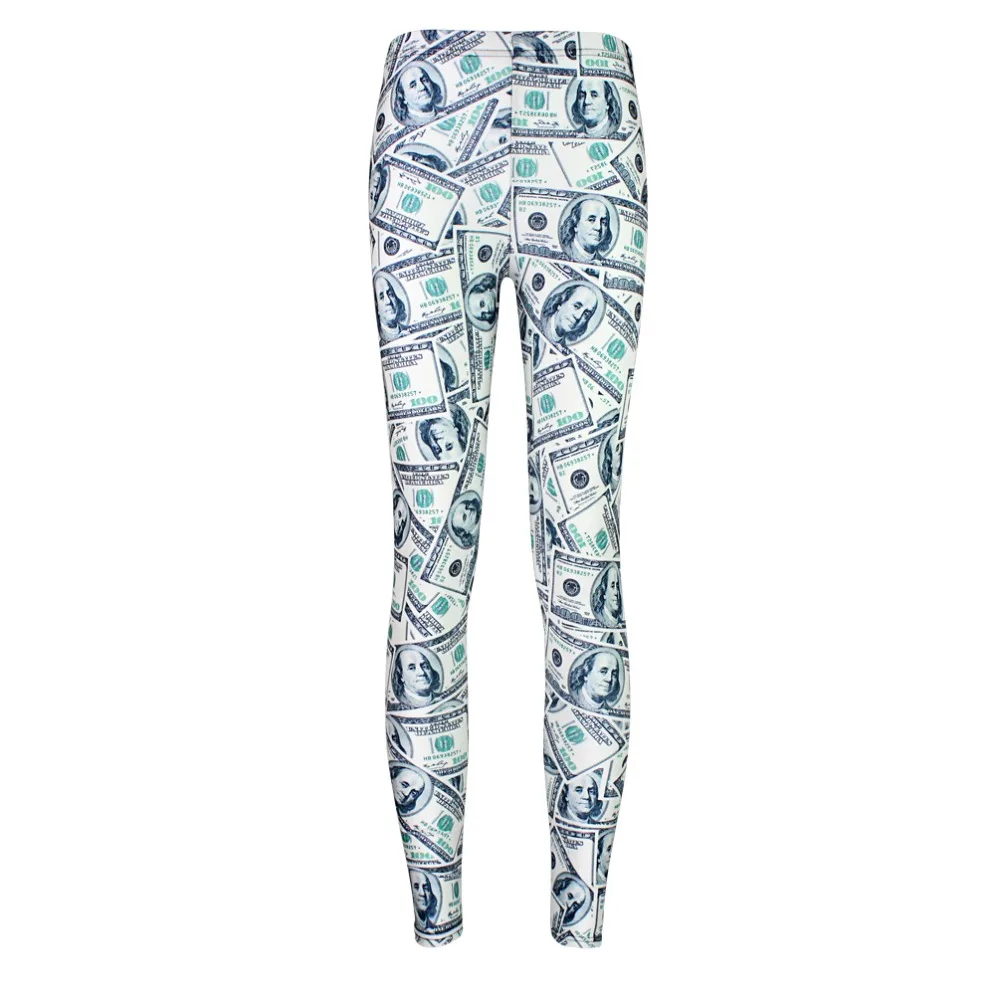 

Elastic Casual Pants 3D Digital Printing Dollar bills Pattern Women Leggings 7 sizes Fitness Clothing Free Shipping