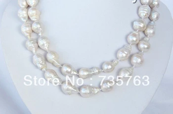 

xiuli 001078 2rows big 20mm baroque white keshi reborn freshwater pearl necklace