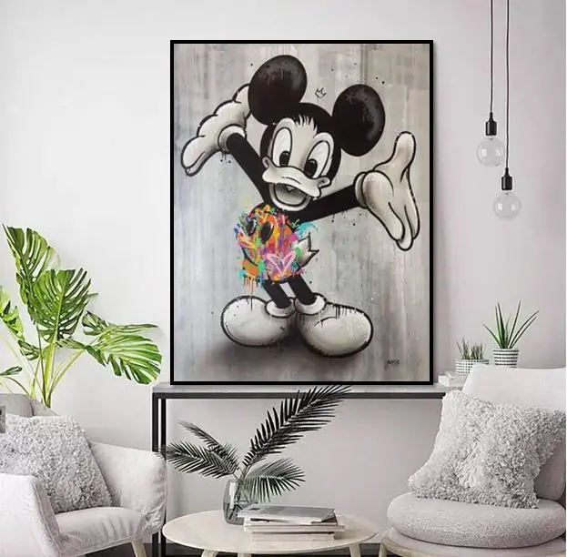 

free shipping hand drawing alec monopoly graffiti pop art cartoons on canvas is good for children's room decoration