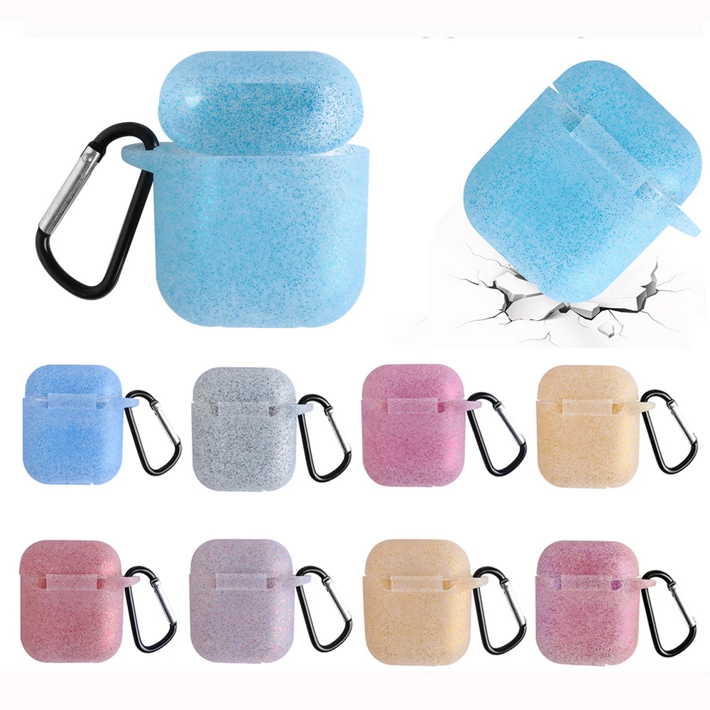 

Glitter Silicone Case Cover Earphone Pouch Protective Skin for Air Pods Wireless Bluetooth Earphone Case for Apple AirPods 1 2