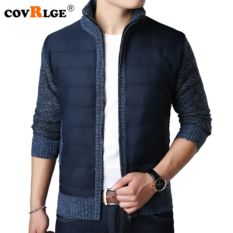 Covrlge New Winter Men Warm Cardigan Sweater Coat Fashion Patchwork Male Thicker Parkas Jacket Casual Mens Knittwear MZM041 Covrlge New Winter Men Warm Cardigan Sweater Coat Fashion Patchwork Male Thicker Parkas Jacket Casual Mens Knittwear MZM041