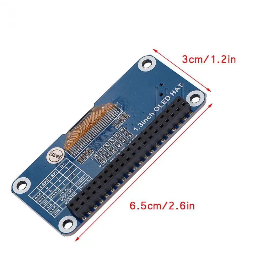 1,3 дюймов OLED Дисплей шляпа Плата расширения для Raspberry Pi 2B/3B/Zero Поддержка 4-провод SPI/3-провод SPI/I2C Интерфейс