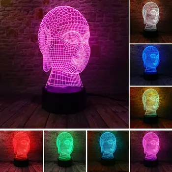 

Chinese Buddha Model 3D Illusion NightLight LED Colourful Flash Light Glow in the dark Desk Decor Action Figure Toys