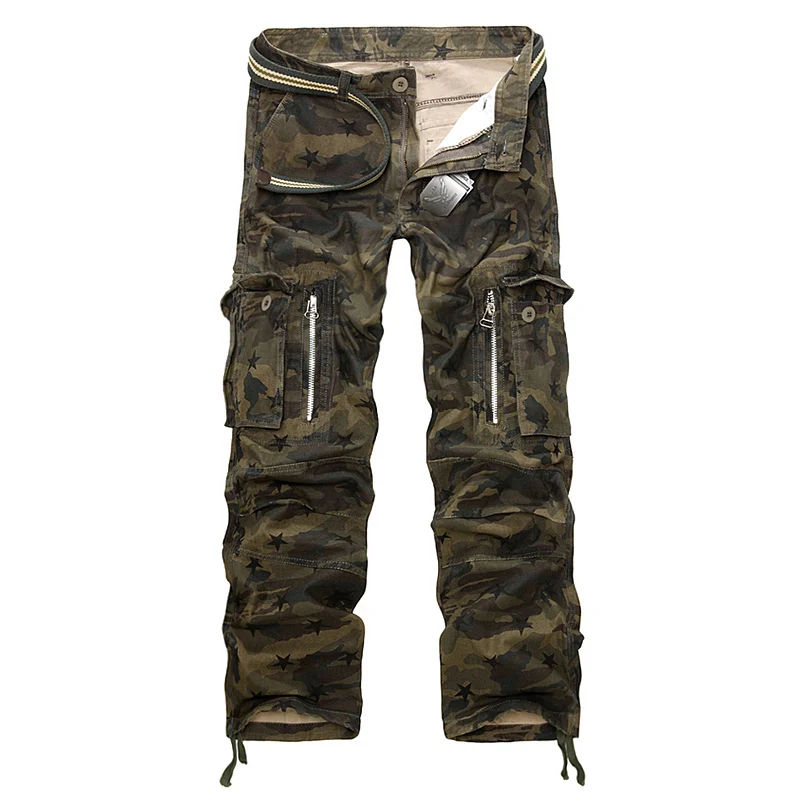 Высококачественные многокарманные армейские камуфляжные штаны-карго для мужчин стильные повседневные мешковатые военные тактические брюки больших размеров