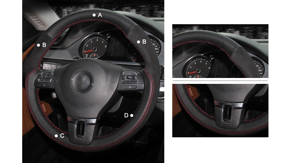 MEWANT черный кожаный черный замшевый чехол на руль для Volkswagen VW Gol Tiguan Passat B7 Passat CC Touran Jetta Mk6